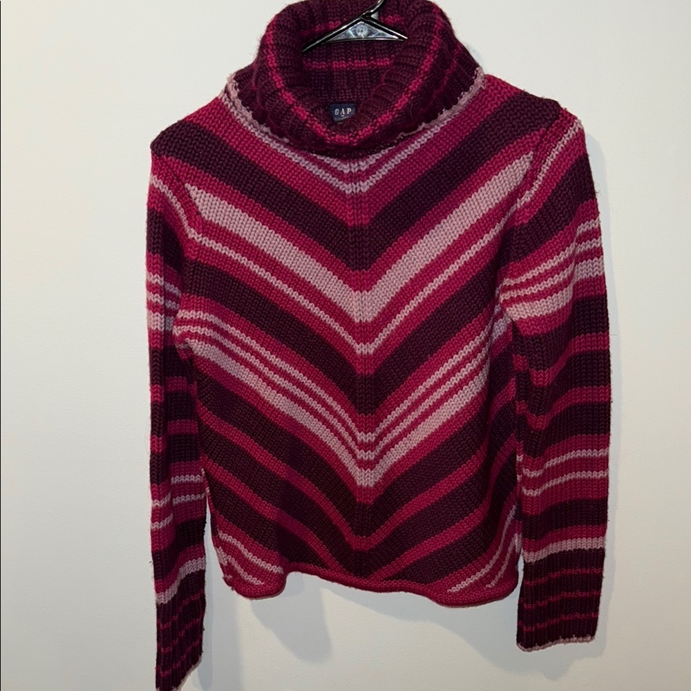 Y2K vintage GAP Women's Wool Striped Sweater - Pink and Purple